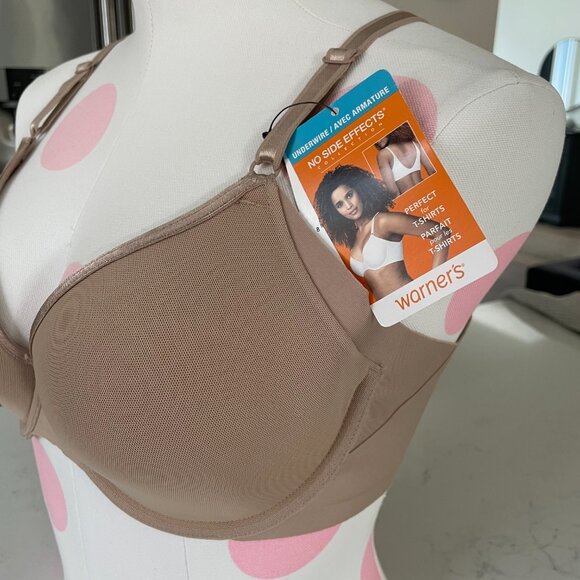 Warner's No Side Effects Collection Underwire Nylon T Shirt Bra Taupe 34C NWT - Picture 3 of 11